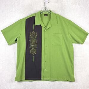 Steady Bowling Shirt Mens 3XL Green Black Retro Classic Rockabilly Tiki USA 50s